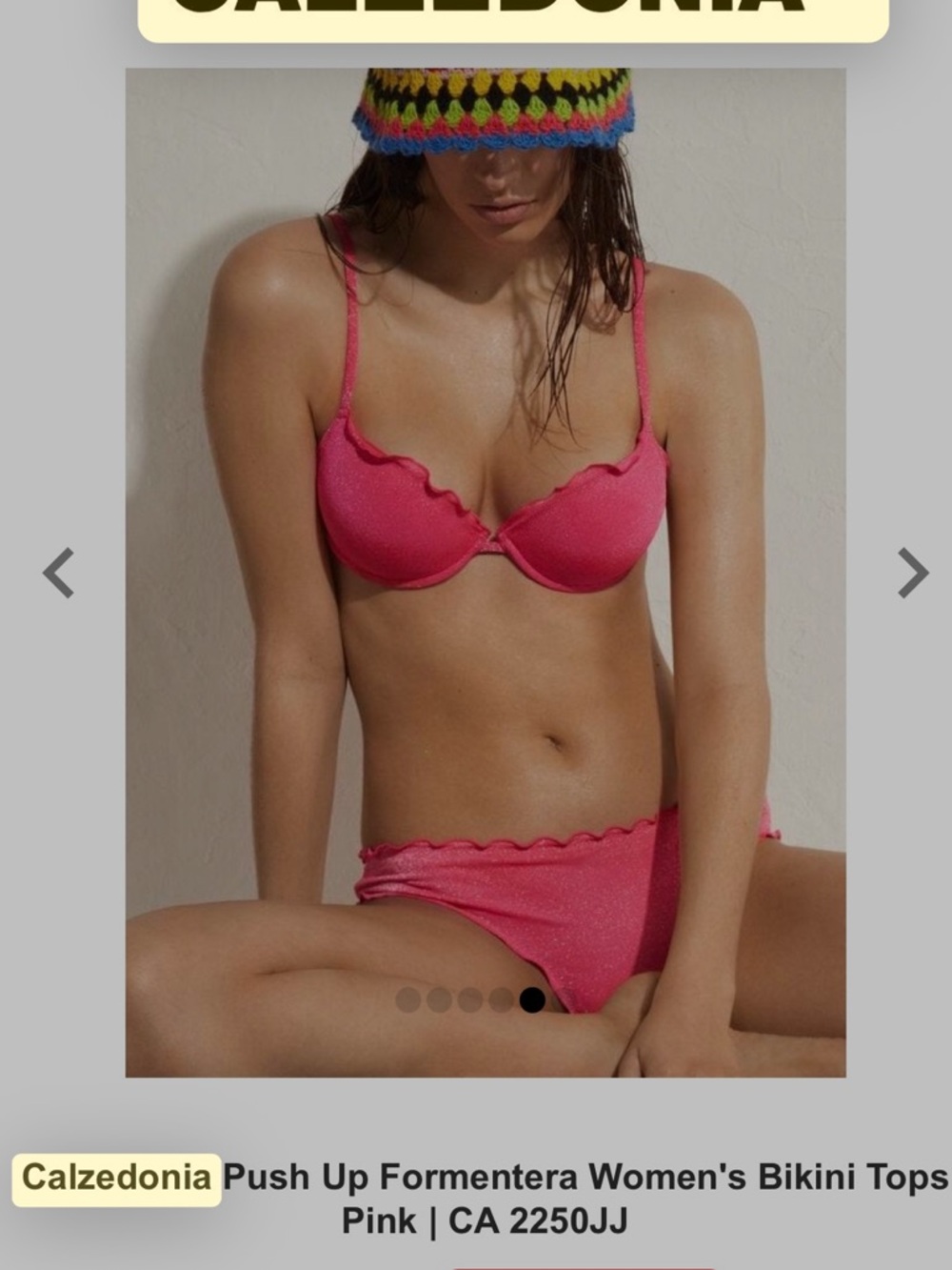NWT Calzedonia Pink Formentura Bikini Push Up Top size XL & L Brazilian bottoms